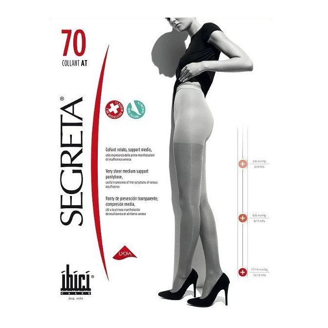 Segreta 70 Collant AT Дамски чорапощаник със средна компресия, цвят Nero, размер 4 х1 брой
