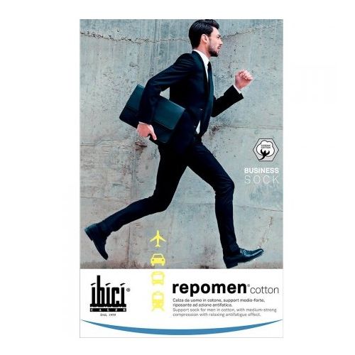 Ibici Repomen Business Sock Еластични мъжки чорапи за разширени вени с памук и среднa компресия, цвят Blu, размер L х1 брой