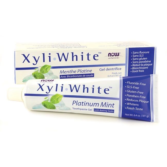 Now Foods Xyli White Platinum Mint Избелваща паста за зъби х182 гр