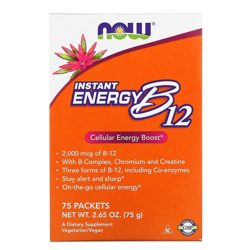 Now Foods Instant Energy Витамин В12 2 мг х75 сашета