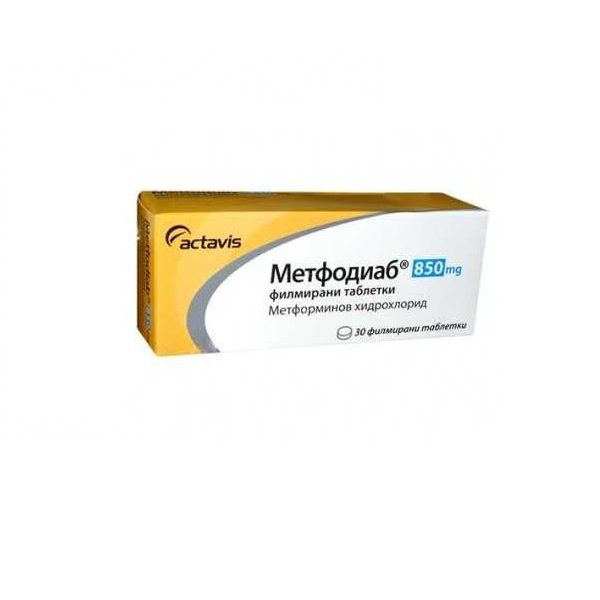 Метфодиаб 850 mg х30 филмирани таблетки