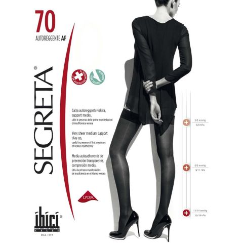 Segreta 70 Силиконови дамски чорапи със средна компресия, цвят Chamois, размер 3/36 х1 брой
