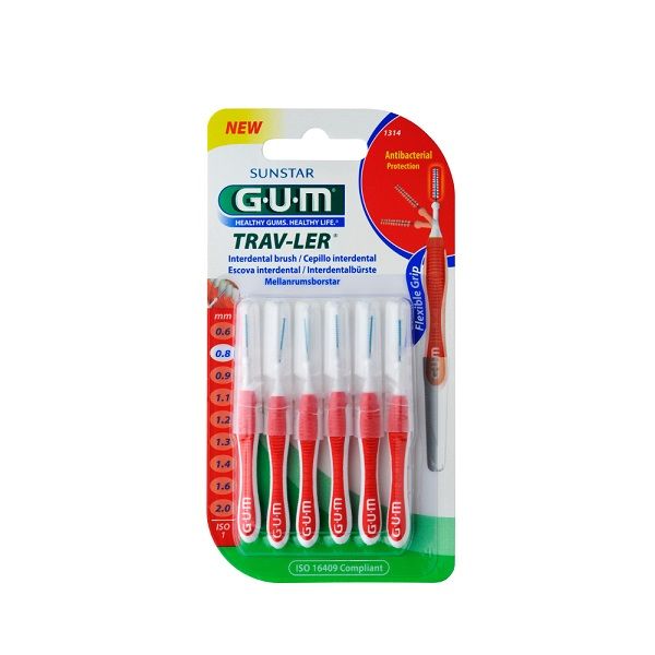 GUM Trav-Ler Интердентални четки за зъби, размер 0,8мм х6 бр