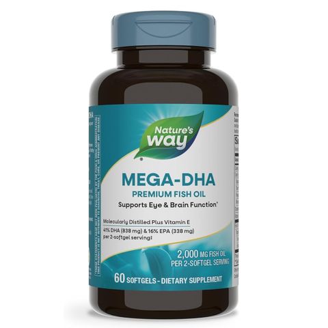 Mega-DHA Рибено масло за сърцето и мозъка 1000мг х60 капсули Nature's Way