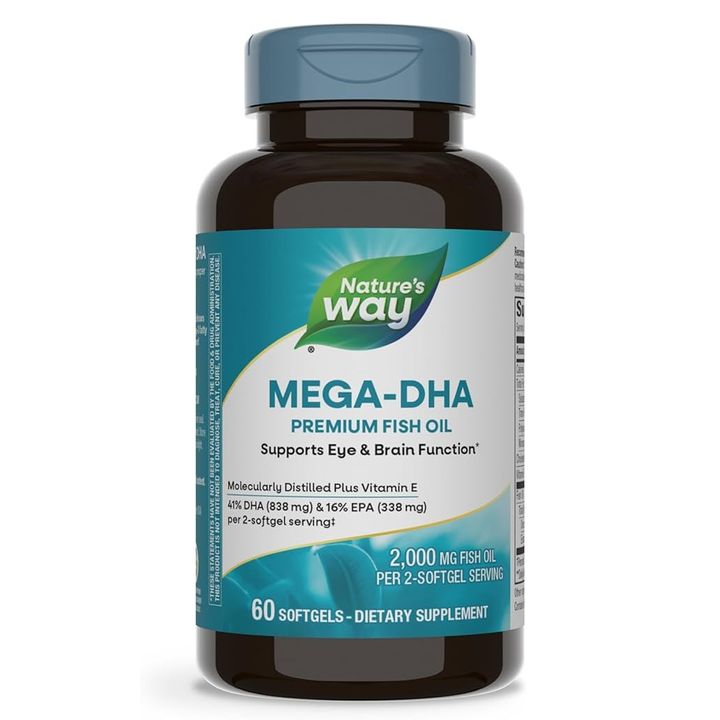 Mega-DHA Рибено масло за сърцето и мозъка 1000мг х60 капсули Nature's Way