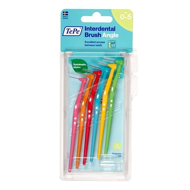 TePe Interdental Brush Angle Интердентални четки, Микс пазмер от 0 до 5 x 6 броя