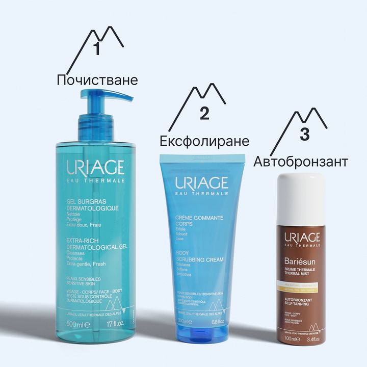 Uriage Bariesun Автобронзант спрей за лице и тяло за чувствителна кожа x100 мл