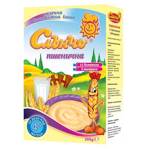 Слънчо Млечна пшенична каша за деца над 4 месеца х200 грама