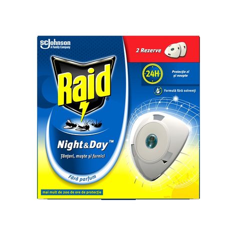 Raid Night & Day Пълнител срещу мухи, комари и мравки x2 броя
