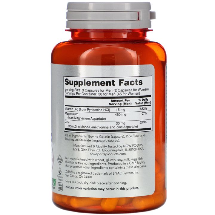 ZMA за тонус и енергия х90 капсули Now Foods
