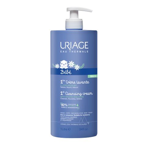 Uriage Bebe Нежен пенлив душ-крем за бебета и деца за лице, тяло и коса x1 л
