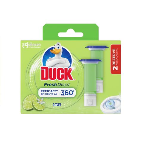 Duck Lime Пълнител гел-диск за дозатор  за тоалетна чиния с аромат на лайм x2 броя