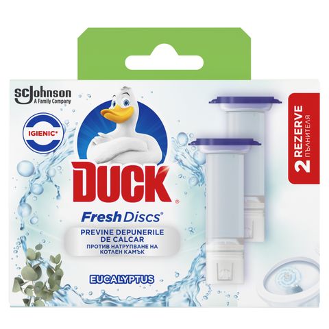 Duck Active Eucalyptus Пълнител гел-диск за дозатор  за тоалетна чиния с аромат на евкалипт x2 броя