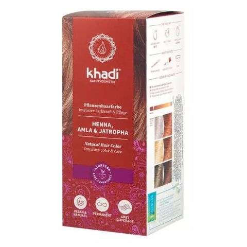 Khadi Билкова боя за коса с къна, амла и ятрофа х100 грама, Червена