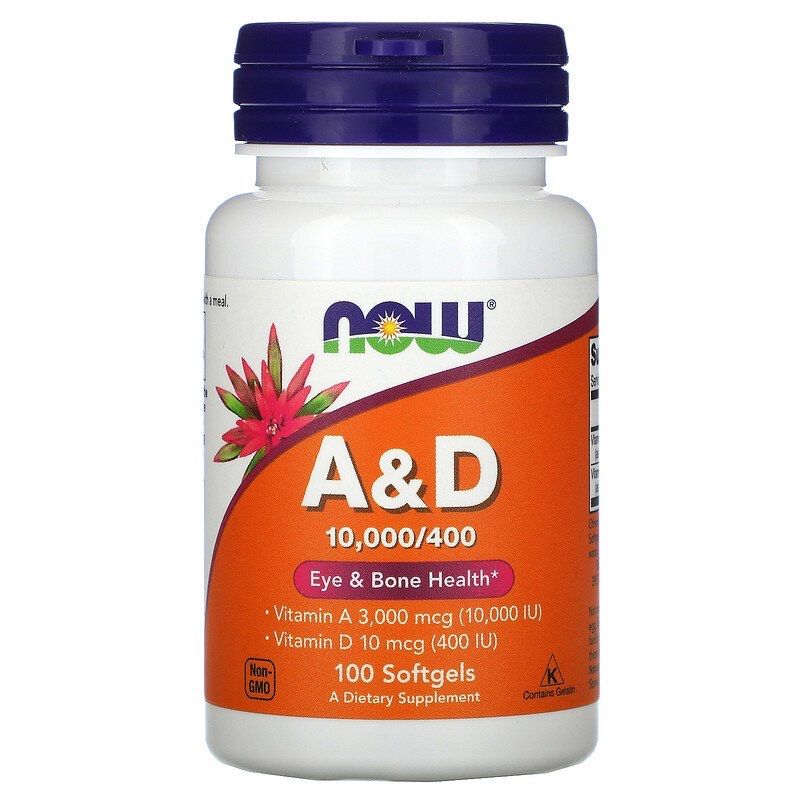 Now Foods Витамин А и D 10000/400 IU х100 софтгел капсули