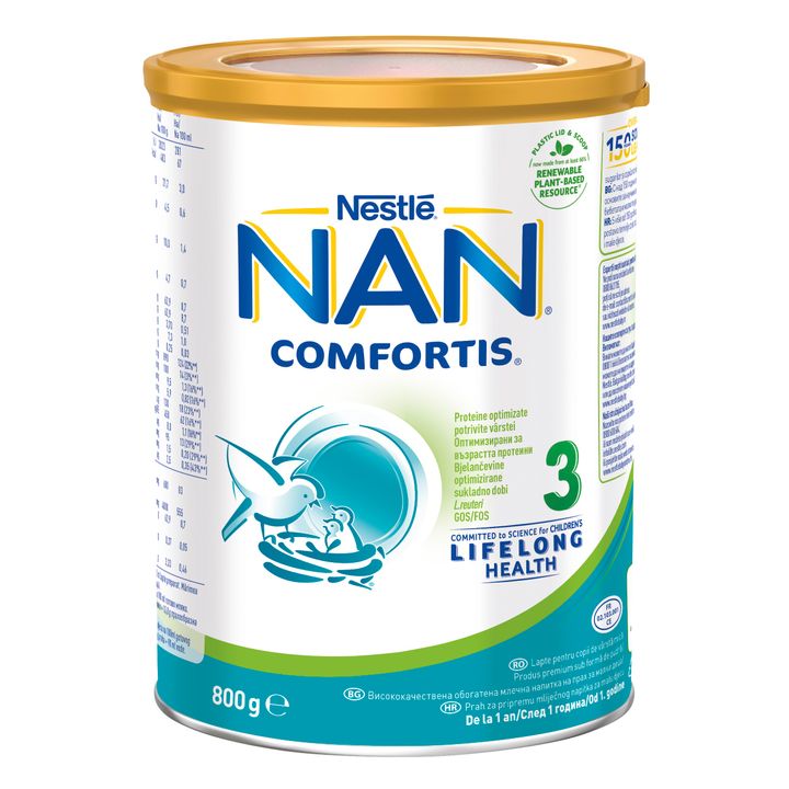 Nestle Nan Comfortis 3  Висококачествено обогатено преходно мляко на прах за малки деца над 12 месеца x800 грама