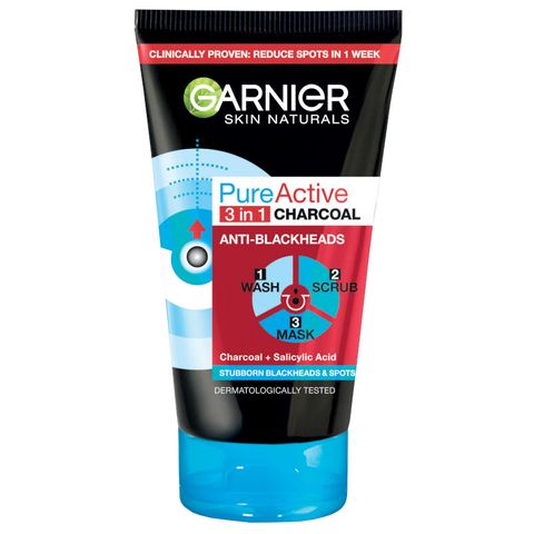 Garnier Pure Active Intensive Charcoal 3 в 1 Почистващ гел за лице с активен въглен x150 мл