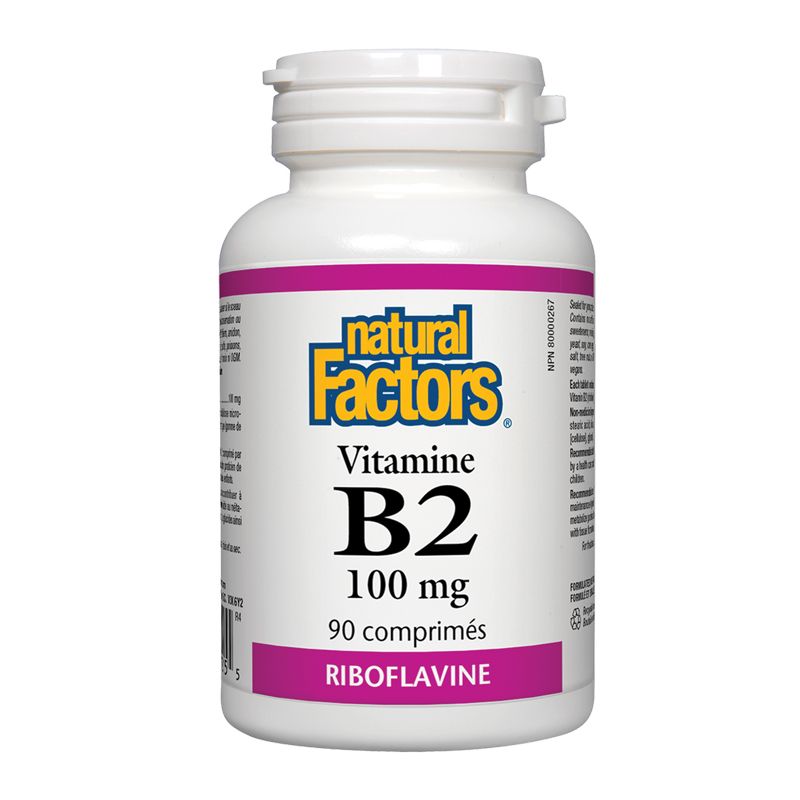 Natural Factors Vitamin В2 Рибофлавин за нормален растеж 100 мг х 90 ...