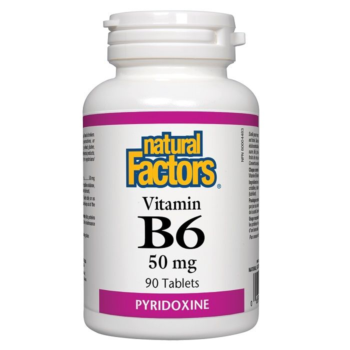 Natural Factors Vitamin B6 за нормално функциониране на организма, 50мг ...