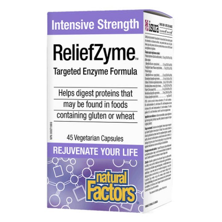 Intensive Strength ReliefZyme Ензимна формула за естествена стомашно-чревна функция 295 мг х45 V-капсули Natural Factors