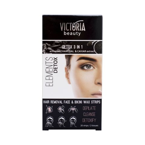 Victoria Beauty Elements Detox 3in1 Депилиращи ленти за лице 3в1 с активен въглен х10 броя