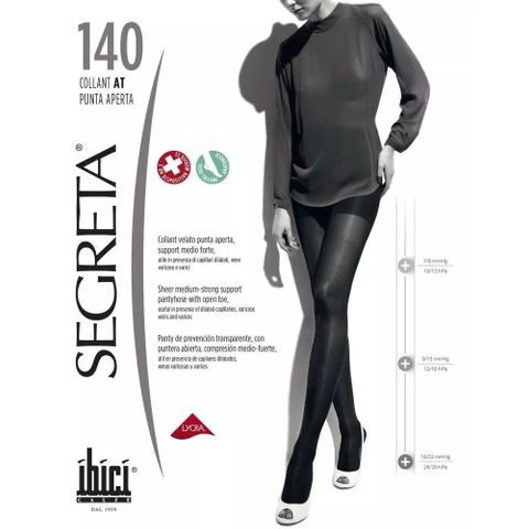 Segreta Punta Aperta 140 Дамски чорапогащник с отворен пръст със средно-силна компресия, размер 4 х1 брой