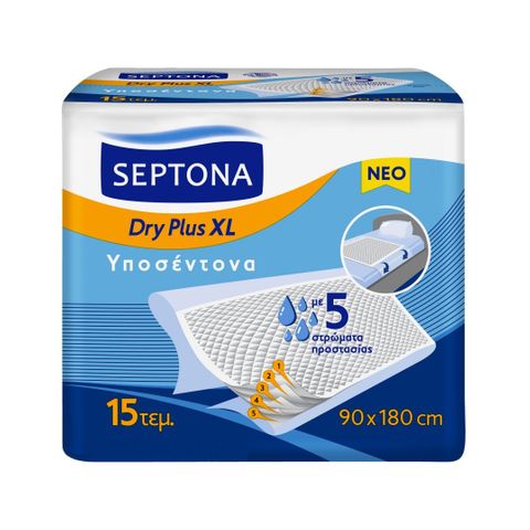 Septona Dry Plus XL Абсорбиращи чаршафи за възрастни с инконтиненция, 90 х 180 см х15 броя