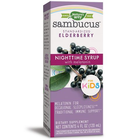 Sambucus Nighttime Сироп с мелатонин за спокойния сън при деца х120 мл Nature's Way