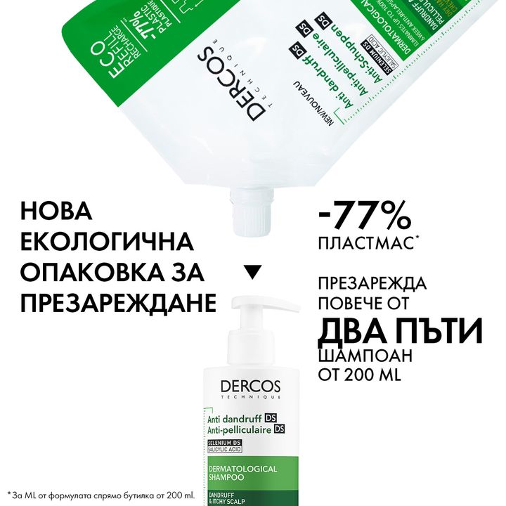 Vichy Dercos Третиращ шампоан против пърхот за нормална до мазна коса x390 мл