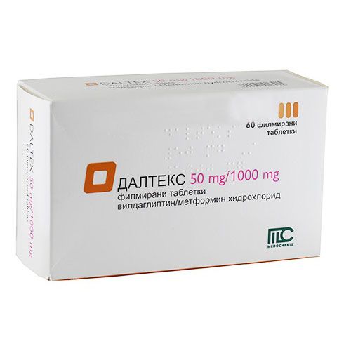 Далтекс 50 mg/1000 mg х60 филмирани таблетки