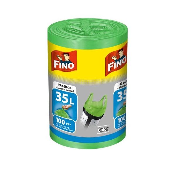 Fino Green Color Торби за смет с дръжки  35 л x100 броя