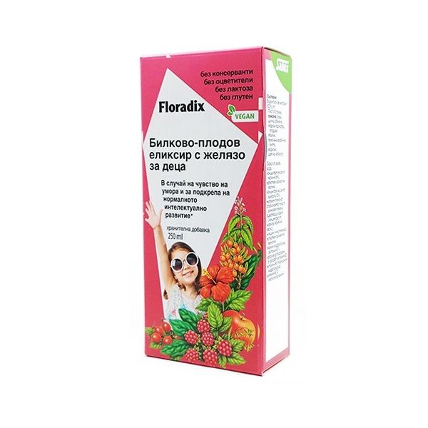 Floradix Билково-плодов еликсир с желязо за деца х250 мл