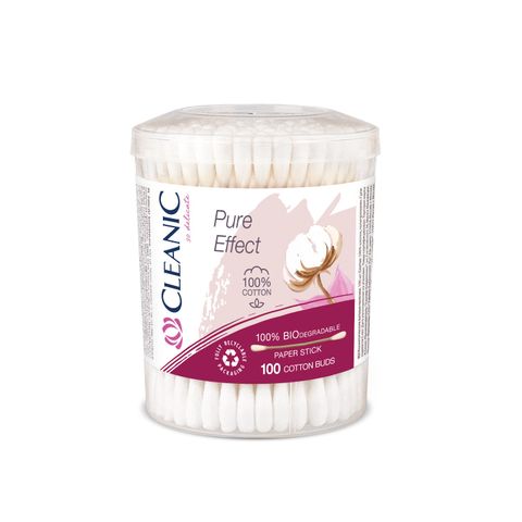 Cleanic Pure Effect Биоразградими клечки за уши х100 броя, кръгла кутия