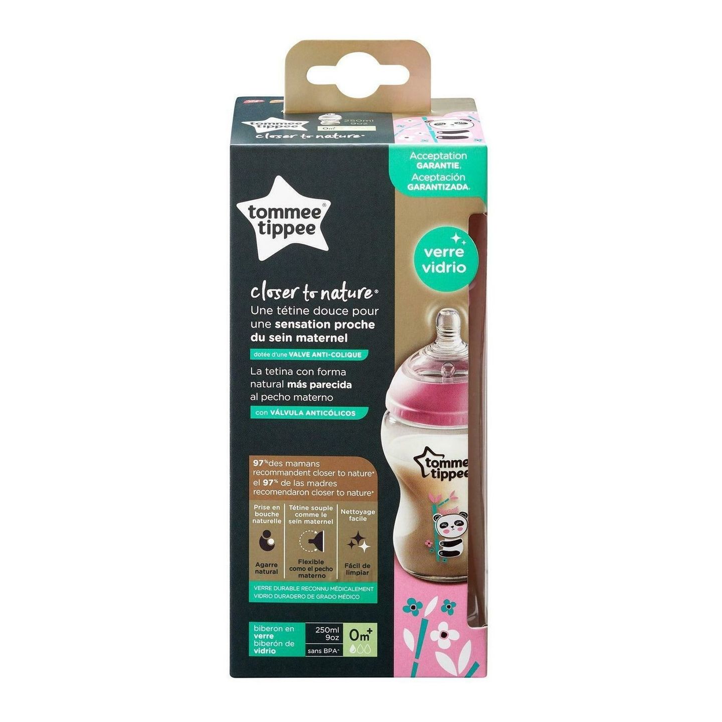 Tommee Tippee Easy Vent Стъклено шише за хранене за деца над 0 месеца