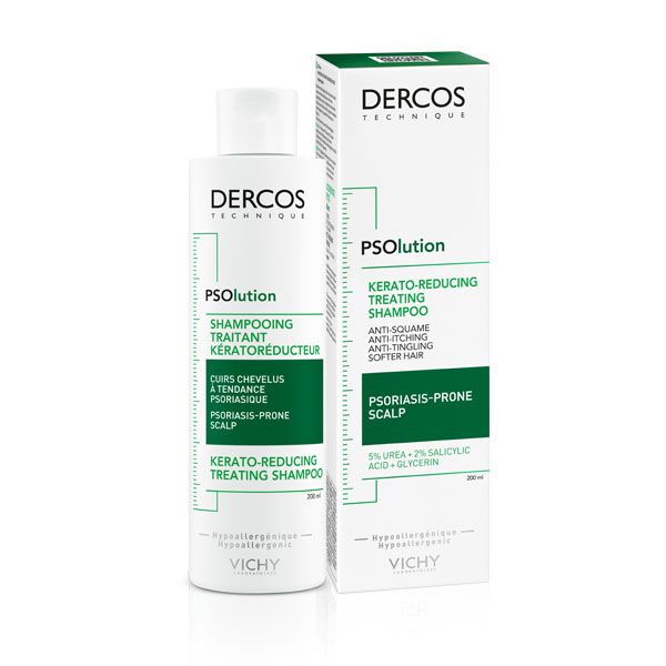 Vichy Dercos Psolution Кератоличен третиращ шампоан против пърхот за скалп, склонен към псориазис x200 мл