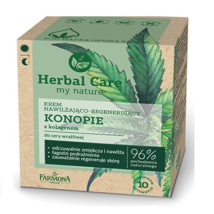 Farmona Herbal Хидратиращ и регенериращ крем за лице с канабис и колаген x50 мл