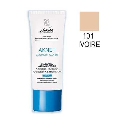 Bionike Aknet Comfort Cover Фон дьо тен против несъвършенства на кожата SPF30 за себорейна, предразположена към акне кожа x30 мл, 101 Ivoire