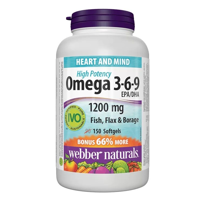 Омега 3-6-9 1200 mg x150 софтгел капсули Webber Naturals