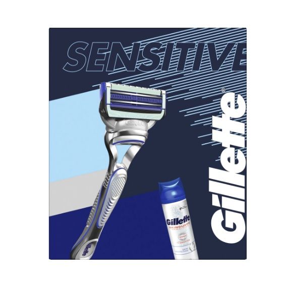 Gillette Skinguard Sensitive Промо комплект за мъже Самобръсначка и Гел за бръснене