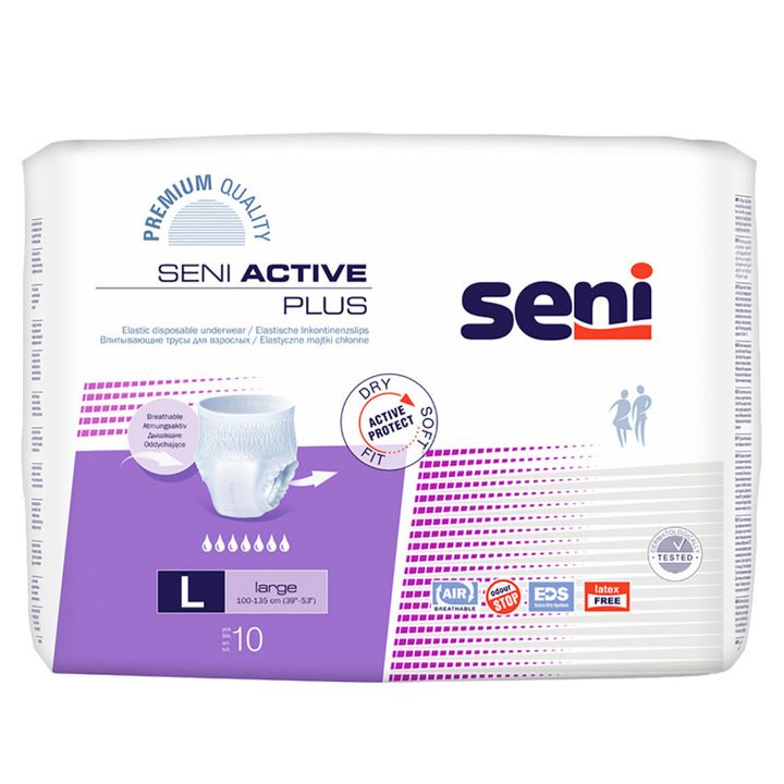 Seni Active Plus Абсорбиращи гащи за възрастни, размер L х10 броя