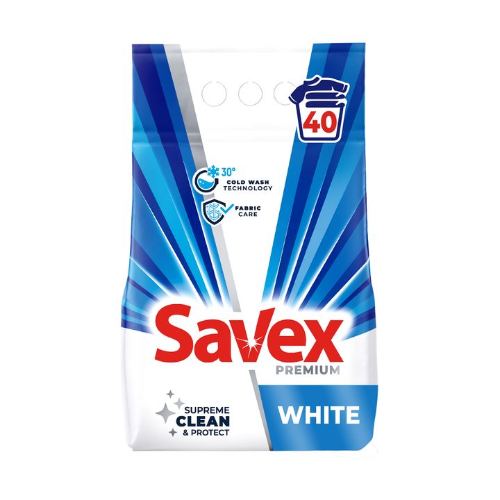 Savex 2in1 White Прах за пране за бели дрехи х4 кг, 40 пранета