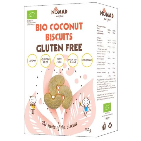 Безглутенови бисквити „Кокос“ Био х125 г Nomad nutri