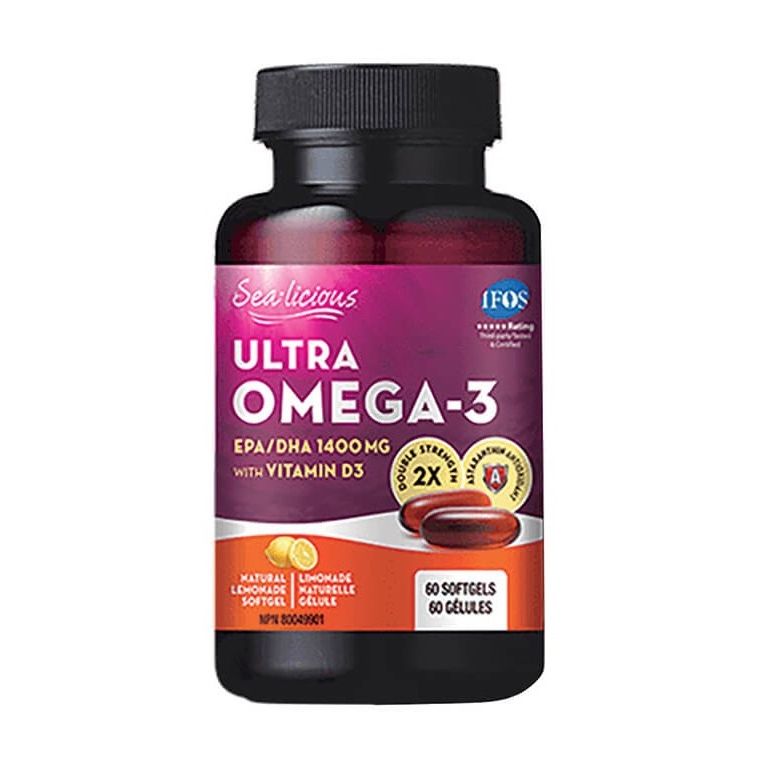 Sea-Licious Ултра Омега-3 и витамин D3 х60 софтгел капсули Natural Factors