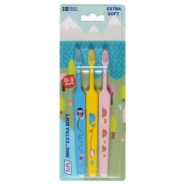 TePe Mini Детска четка за зъби 0 -3 години x3 броя, Extra Soft 