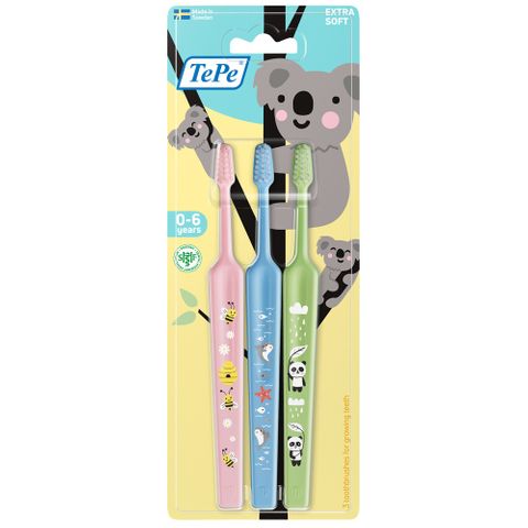 TePe Mini Детска четка за зъби 0 -3 години x3 броя, Extra Soft 