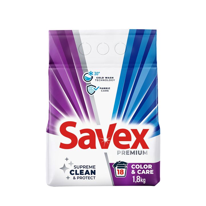 Savex Colors & Care Прах за пране за цветни дрехи х1.8 кг, 18 пранета