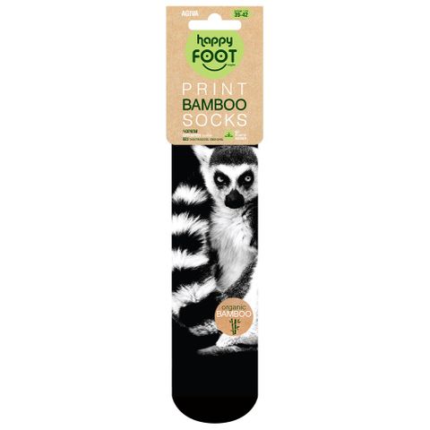 Agiva Happy Foottopia Wild Jungle Чорапи с принт от органичен бамбук Лемур, размер 39-42
