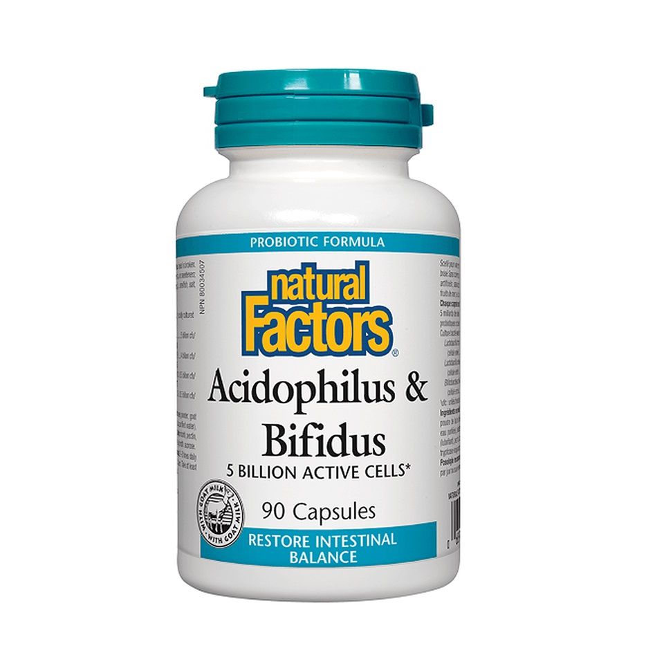 Acidophilus & Bifidus Ацидофилус бифидус, 5 млрд активни пробиотици х90 ...