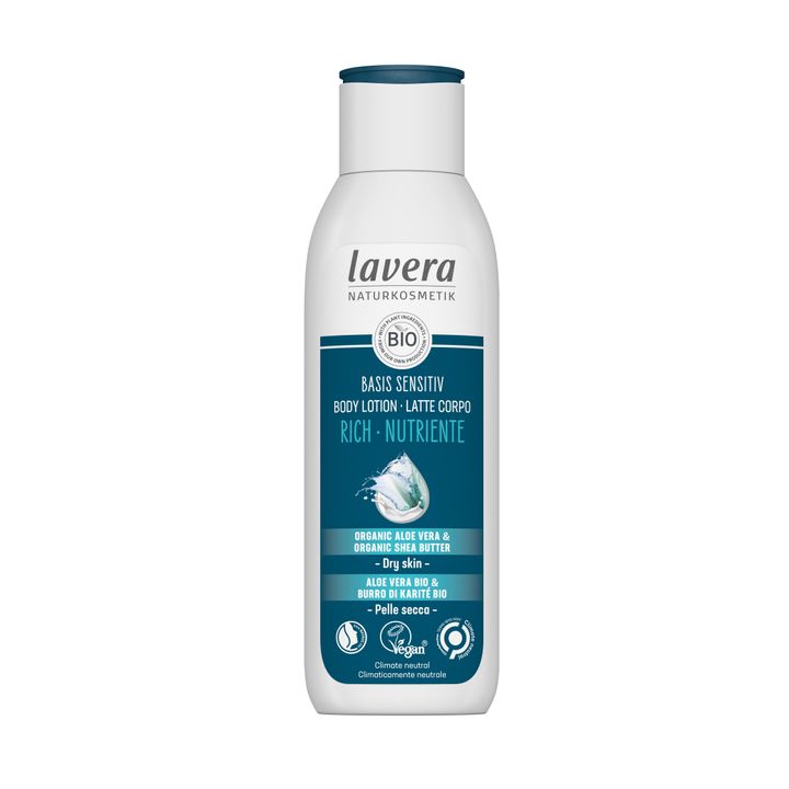 Lavera Basis Sensitive Rich Хидратиращ лосион за тяло с органично алое вера и масло от ший за суха кожа x250 мл
