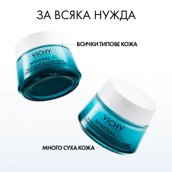 Vichy Mineral 89 Интензивен хидратиращ крем за лице с богата текстура за суха до много кожа x50 мл